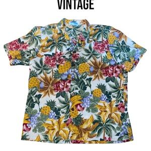 OP Men's Casual Button Down Shirt - Multicolor Tropical Print